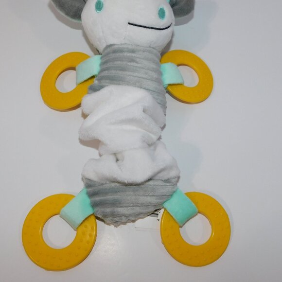 Gray White Plush stretchy  Cow Yellow Ring Teethers Baby Infant Lovey Toy - Picture 3 of 4